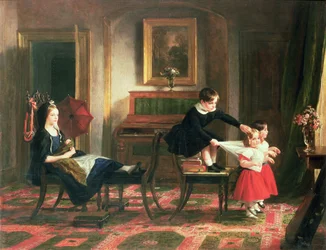 Kinder spielen Kutsche und Pferde, 19. Jahrhundert